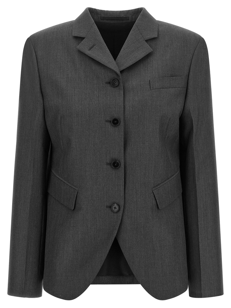 فستان صوف-موهير مزيج بلمسة نهائية غير متماثلة من Jil Sander — فحمي