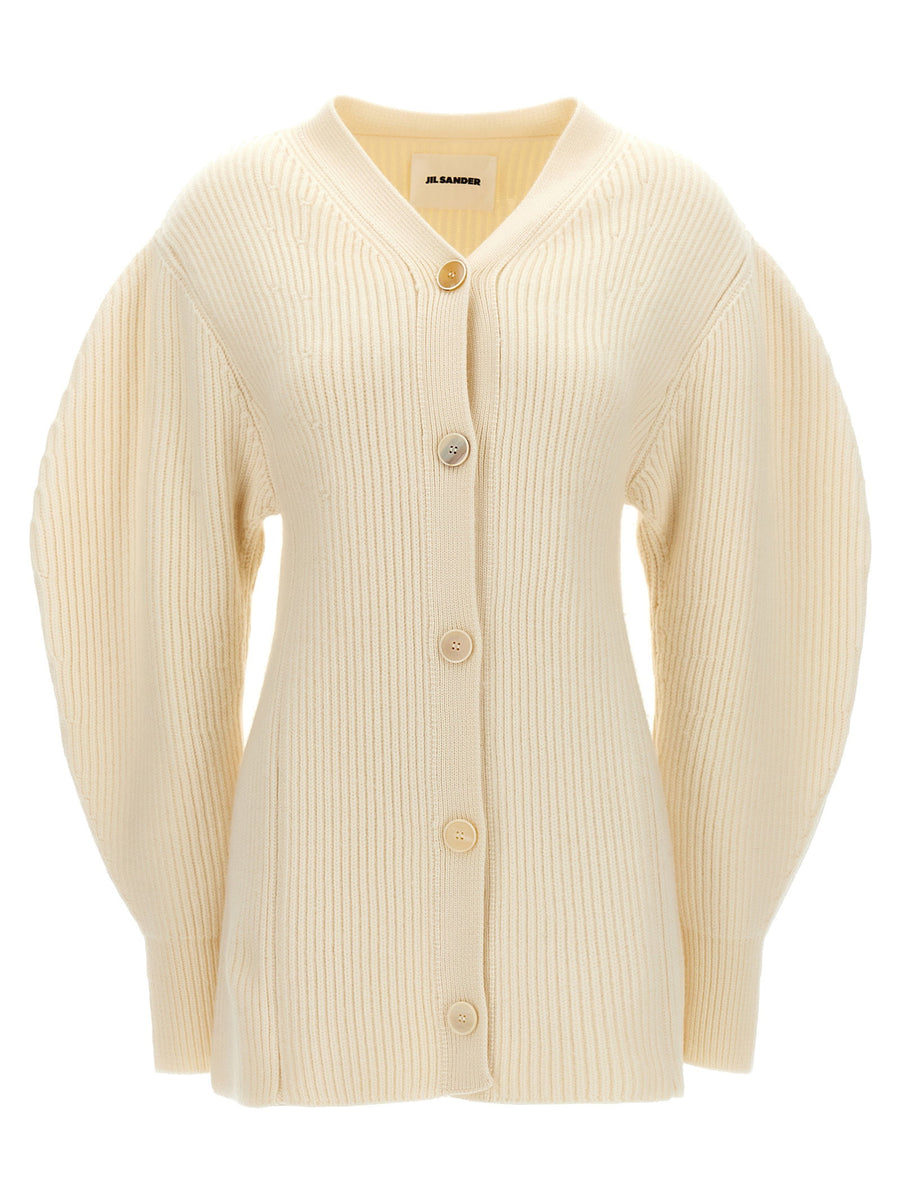 Jil Sander تيشيرت مضلع صوف كارديغان — كریم