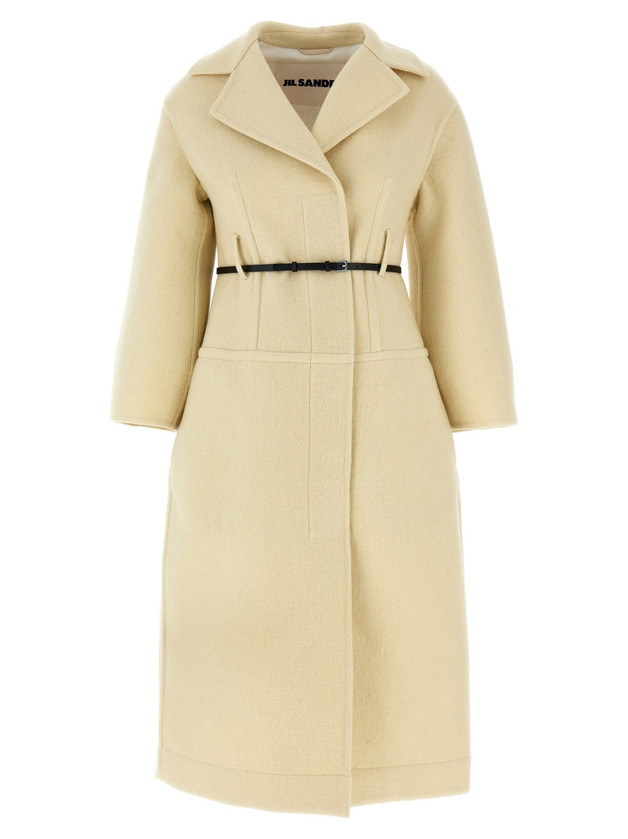 Jil Sander Virgin Wool Felt Coat — Cream