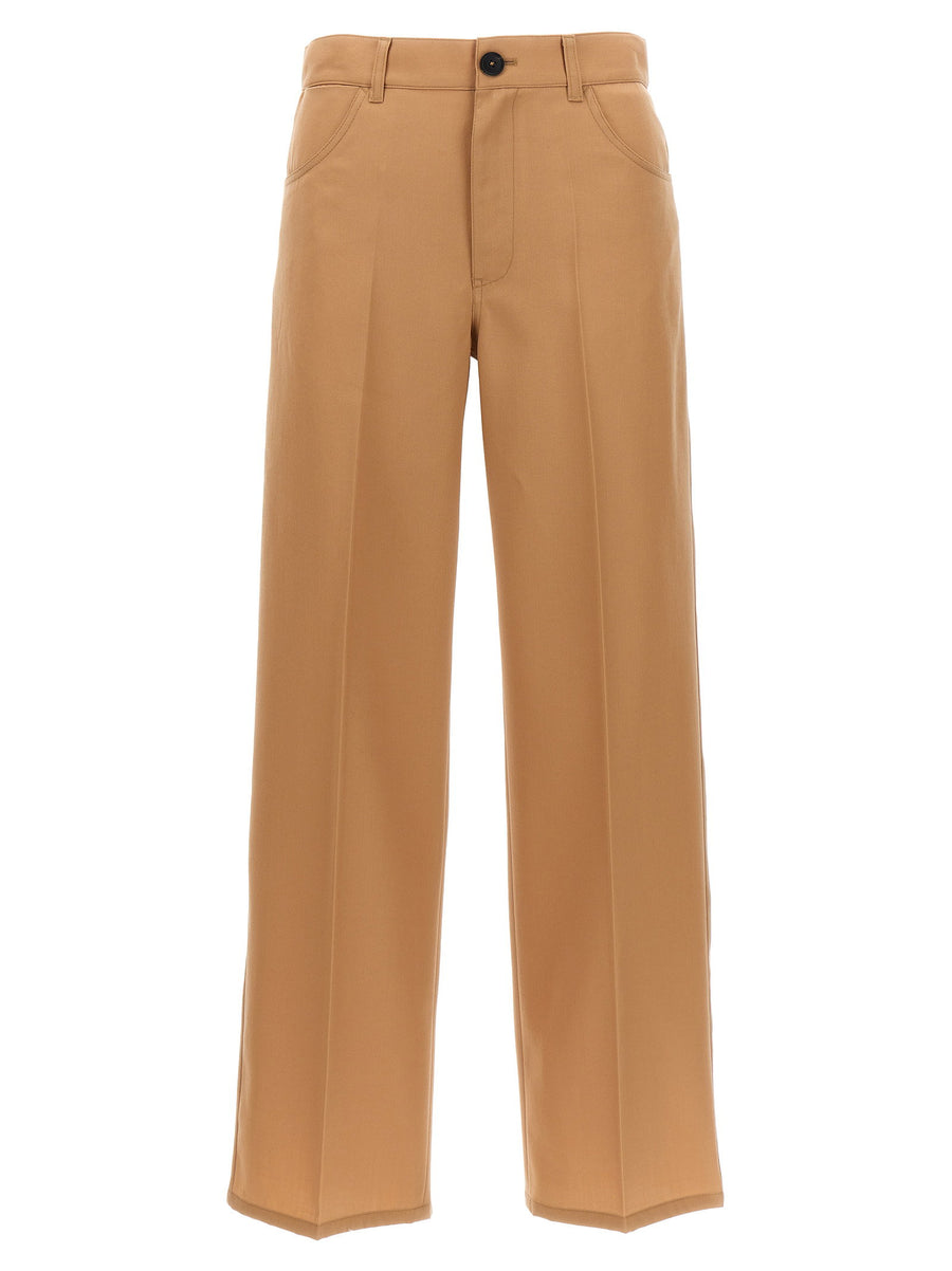 Jil Sander Wool Gabardine Trousers — Camel