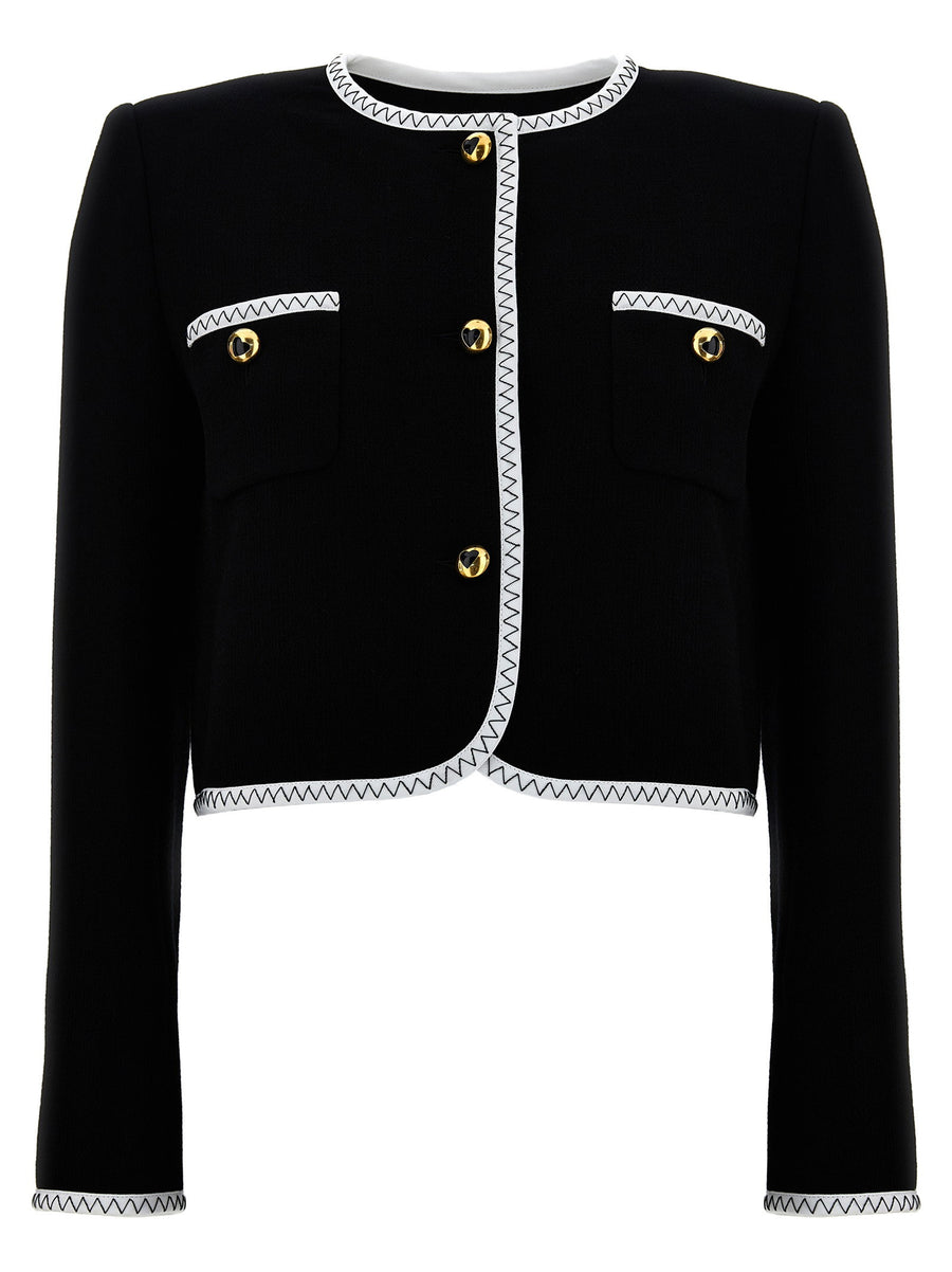 Moschino Grosgrain-Trimmed Crepe Jacket — Black