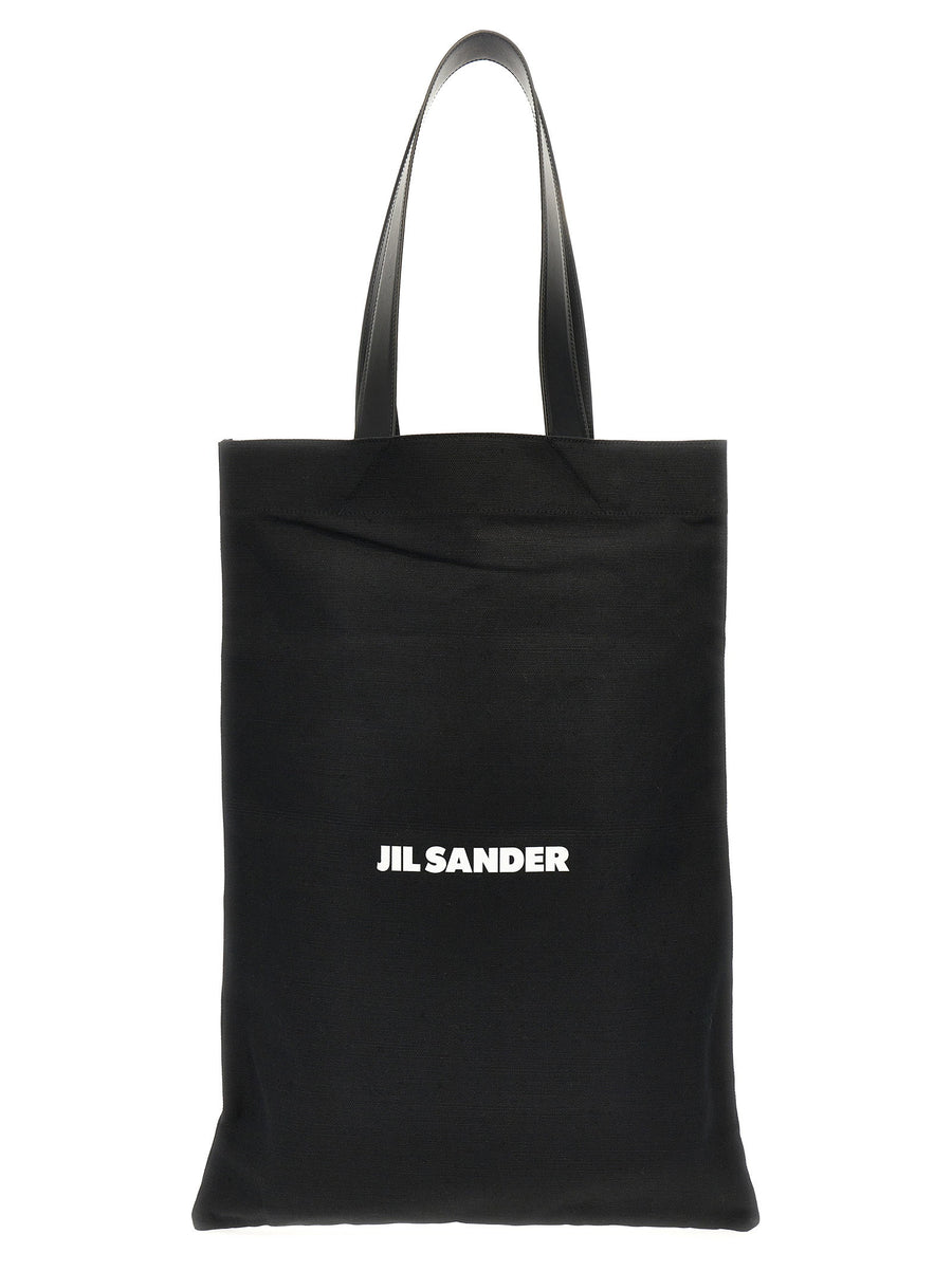 Jil Sander Logo-Print Canvas Tote Bag — Black