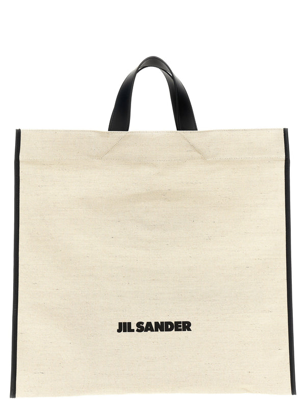 Jil Sander Canvas with leather trim tote bag in cream