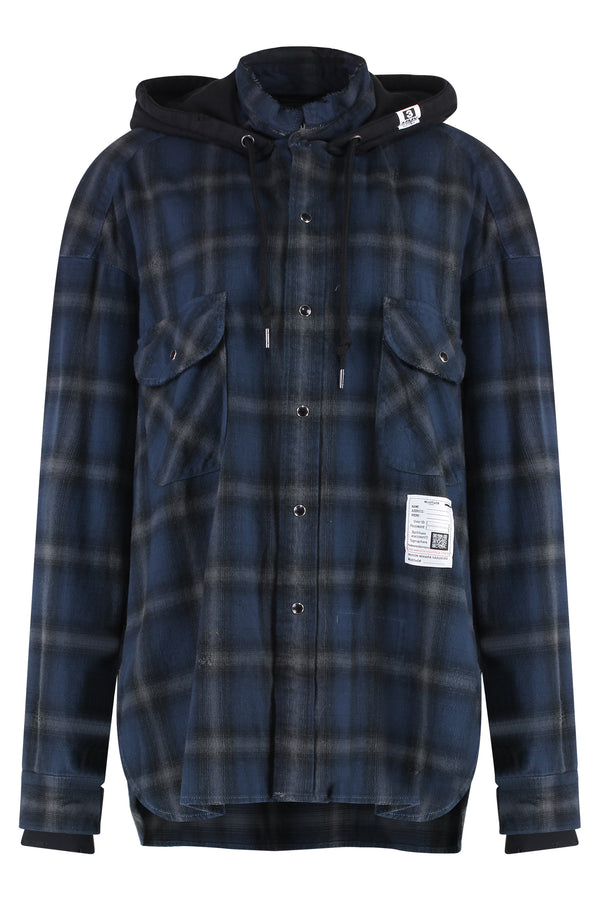 Shirt Check Print Blue Cotton