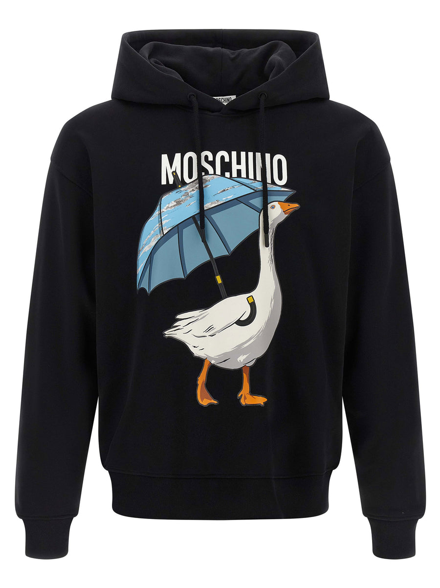 Moschino جاكيت بطبعة إوز قطن هودي — أسود