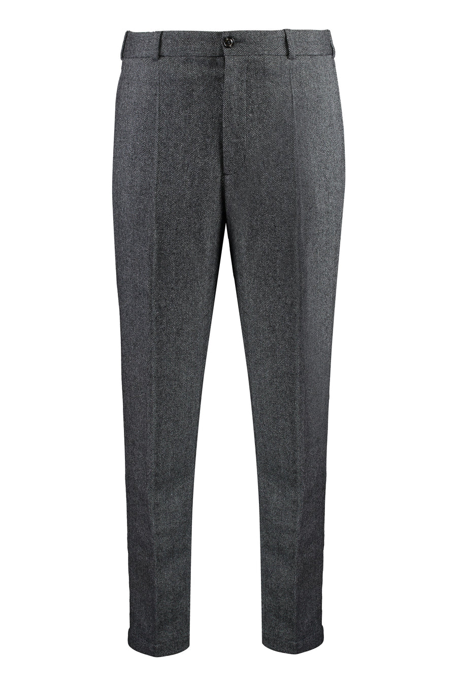 Trousers Wool-Blend Black Calf Leather