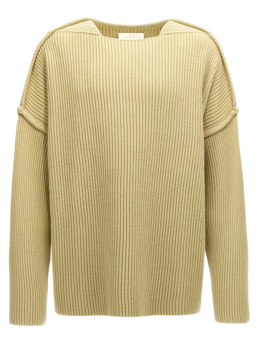 Jil Sander Ribbed Wool Sweater — Beige