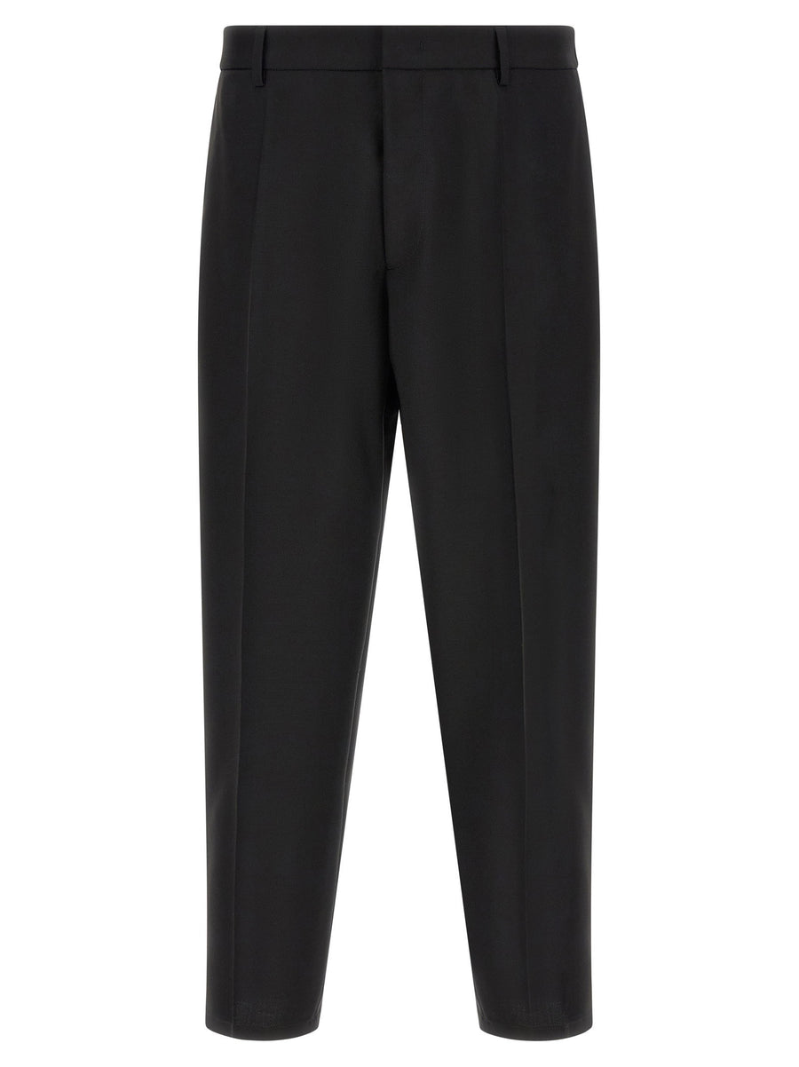 Jil Sander Virgin صوف كانفا بنطلون — أسود