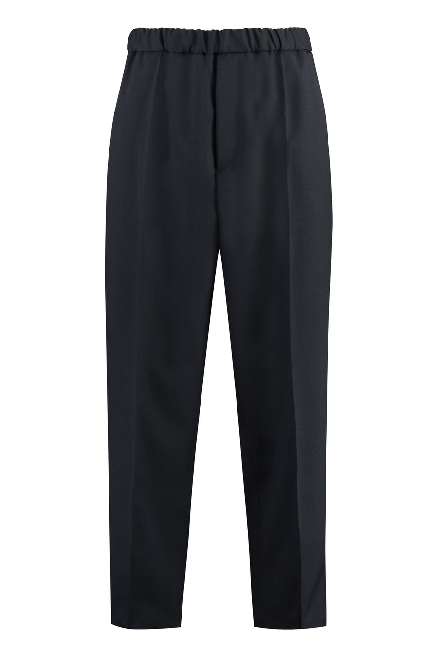 Cropped Pants Blue Polyester Trousers