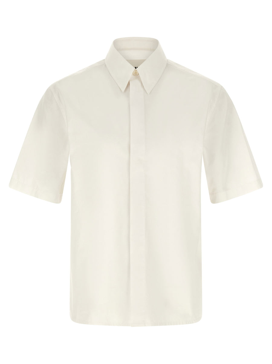 Jil Sander Logo-Embroidered Cotton Poplin Shirt — Cream