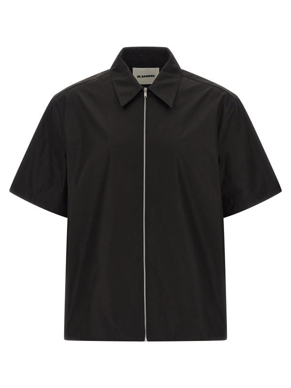 Jil Sander Heavy cotton poplin shirt in black