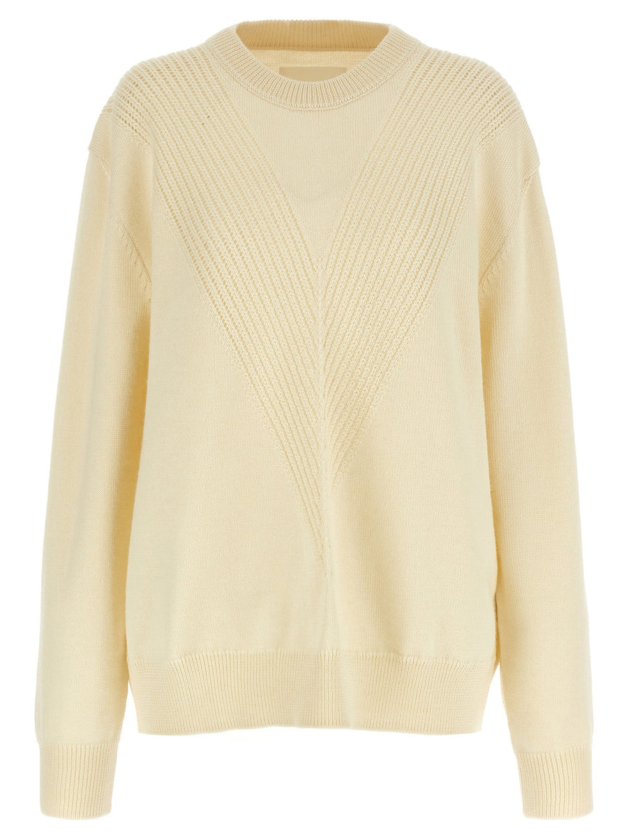Jil Sander Textured Knit Wool Sweater — Cream