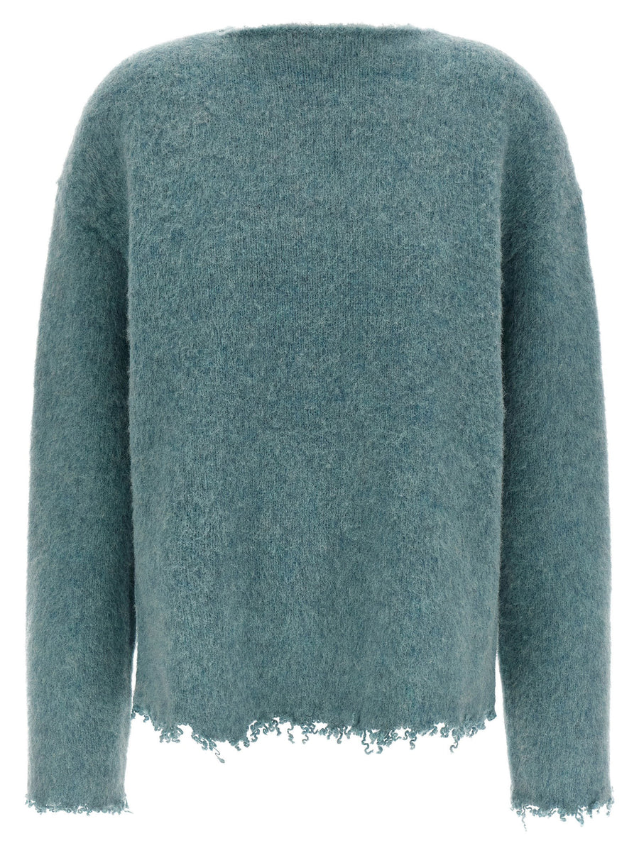 Jil Sander ذات أطراف خام صوف كنزة — أخضر ميرمية