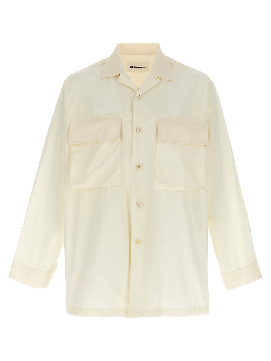 Jil Sander Logo-Embroidered Cotton Poplin Shirt — Cream