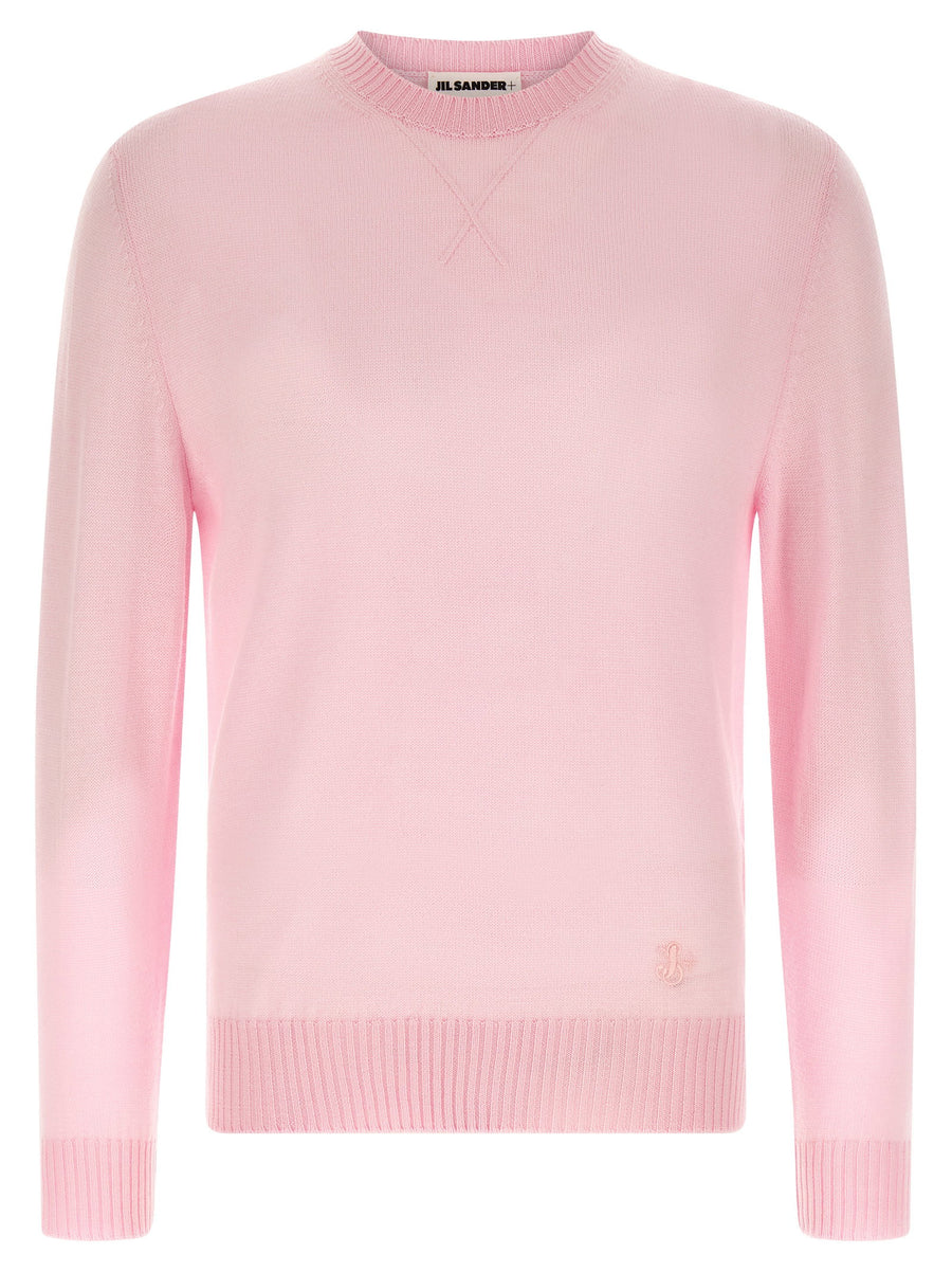 Jil Sander Logo-Embroidered Virgin Wool Sweater — pink