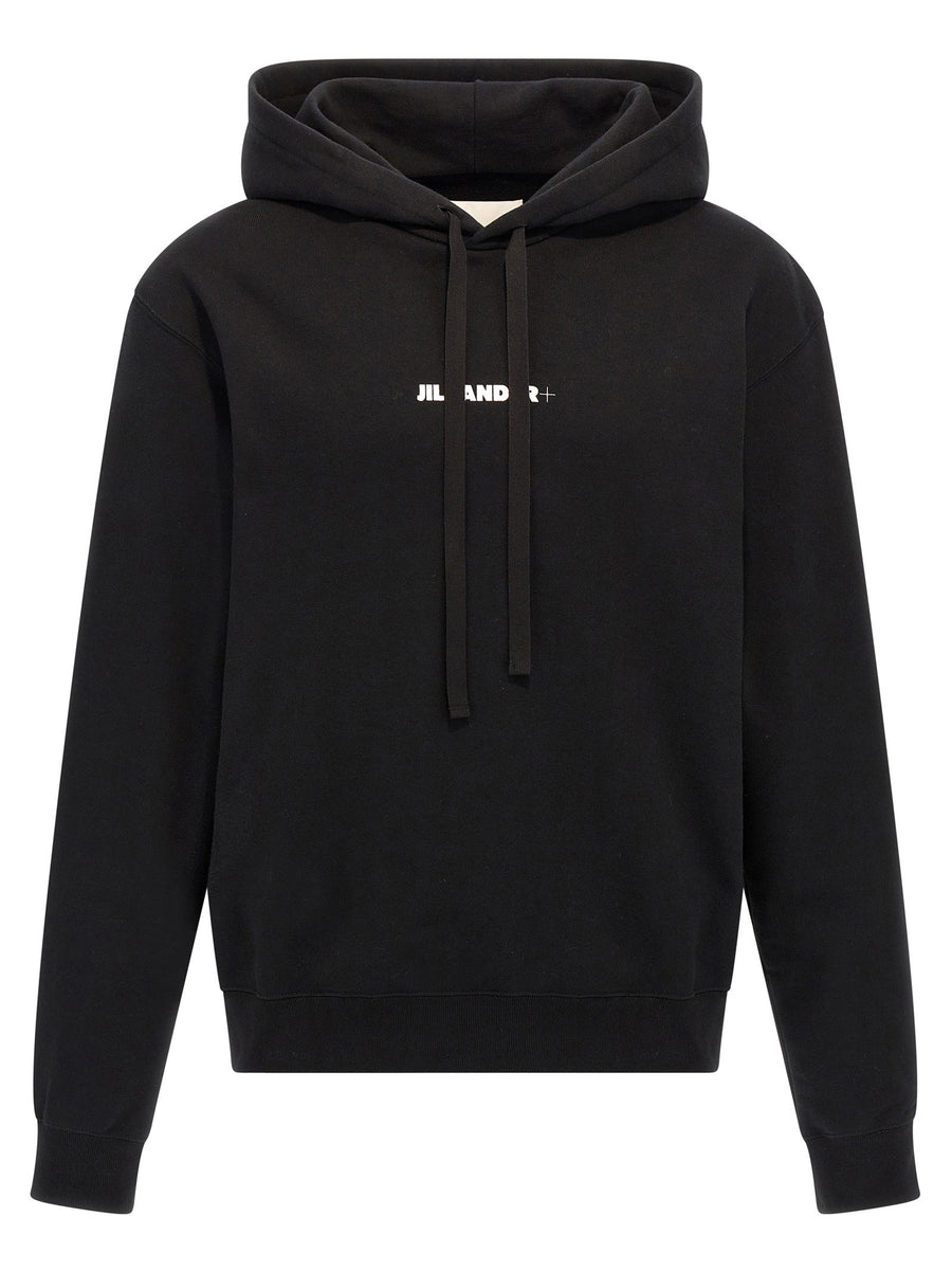 Jil Sander Logo-Print Cotton Hoodie — Black