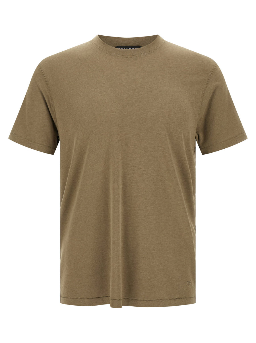 Tom Ford Logo-Embroidered T-shirt — Taupe