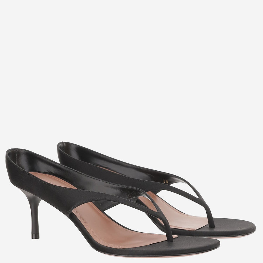 Satin Sandals Alexandra Black Leather