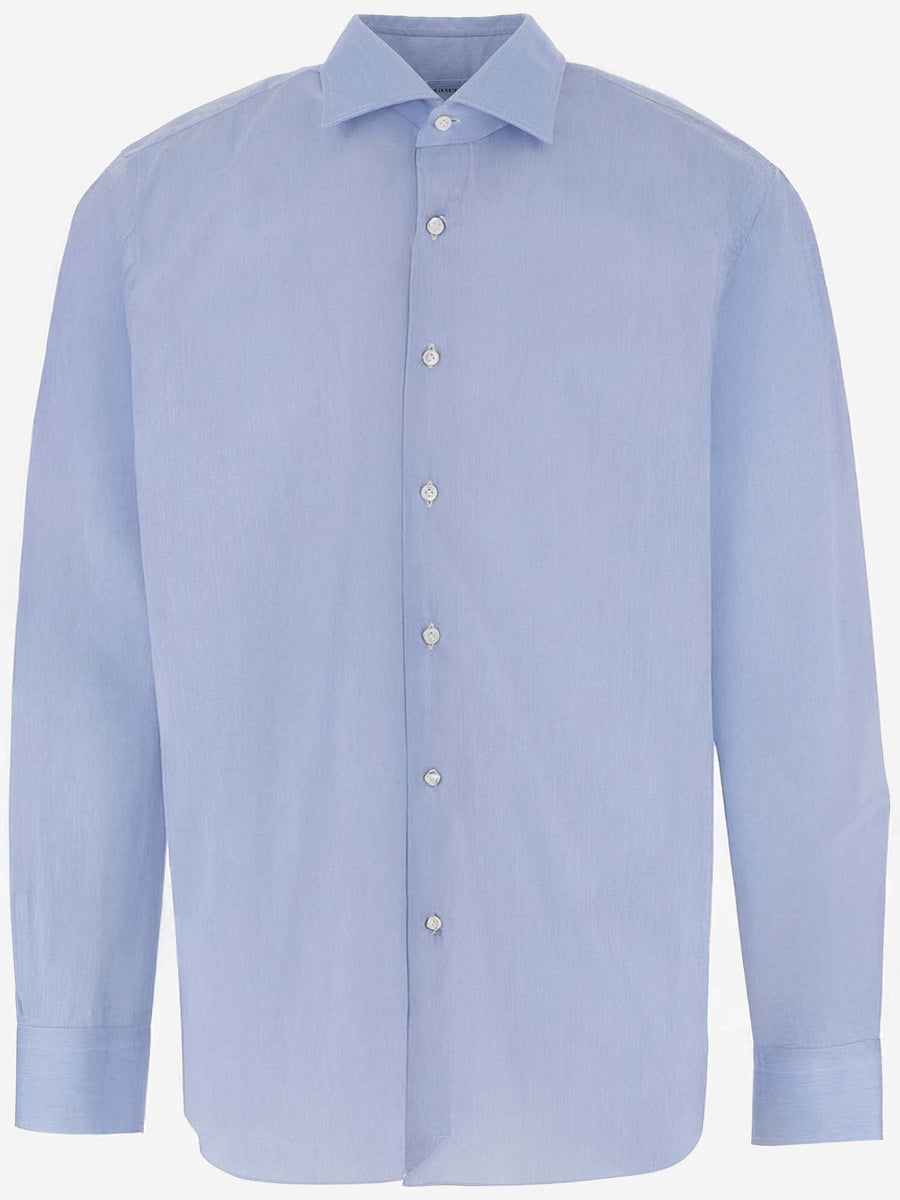Stretch Cotton Blend Shirt Light Blue