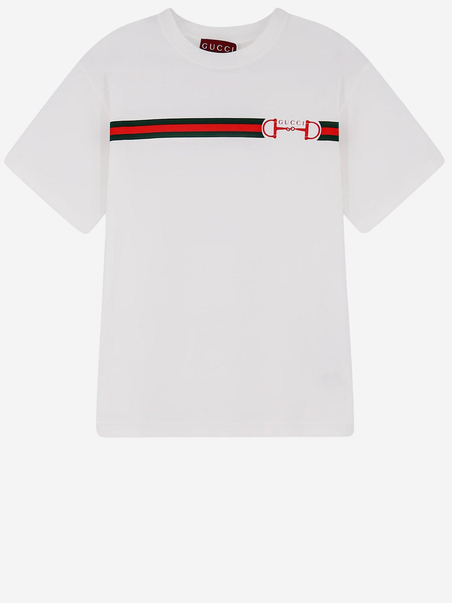 Cotton T-Shirt With Logo Print White T-shirts & Jerseys
