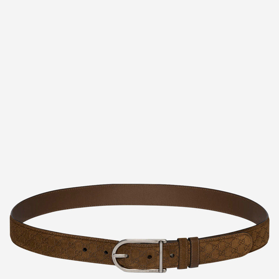 Reversible Belt With Rounded Buckle Brown Leather