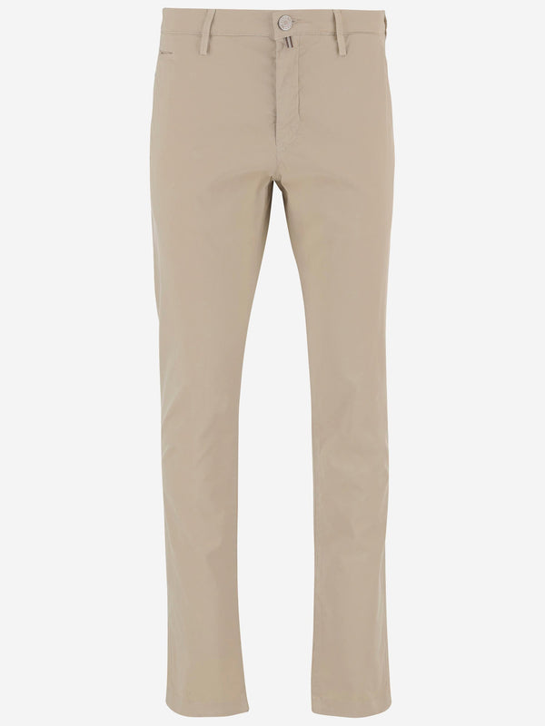 Stretch Cotton Blend Trousers Beige
