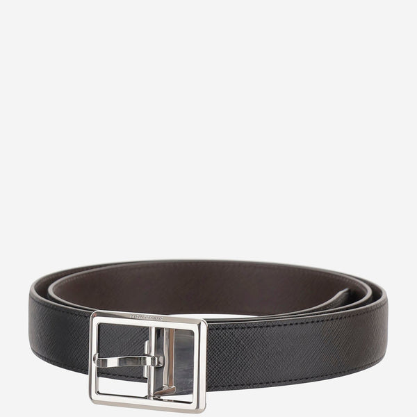 Leather Belt Reversible Black