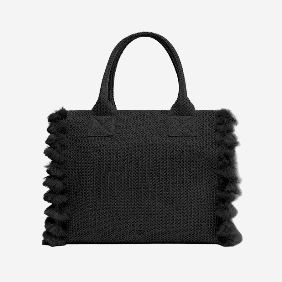 Shopping Bag Raffia Black Polypropylene Handbags