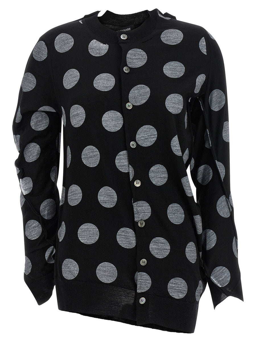 Junya Watanabe Polka Dot Asymmetrical Cardigan — Black