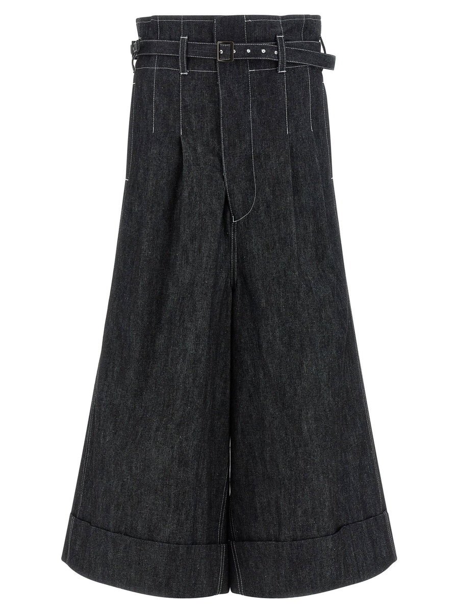 Junya Watanabe High-Waist Wide-Leg Jeans — Black