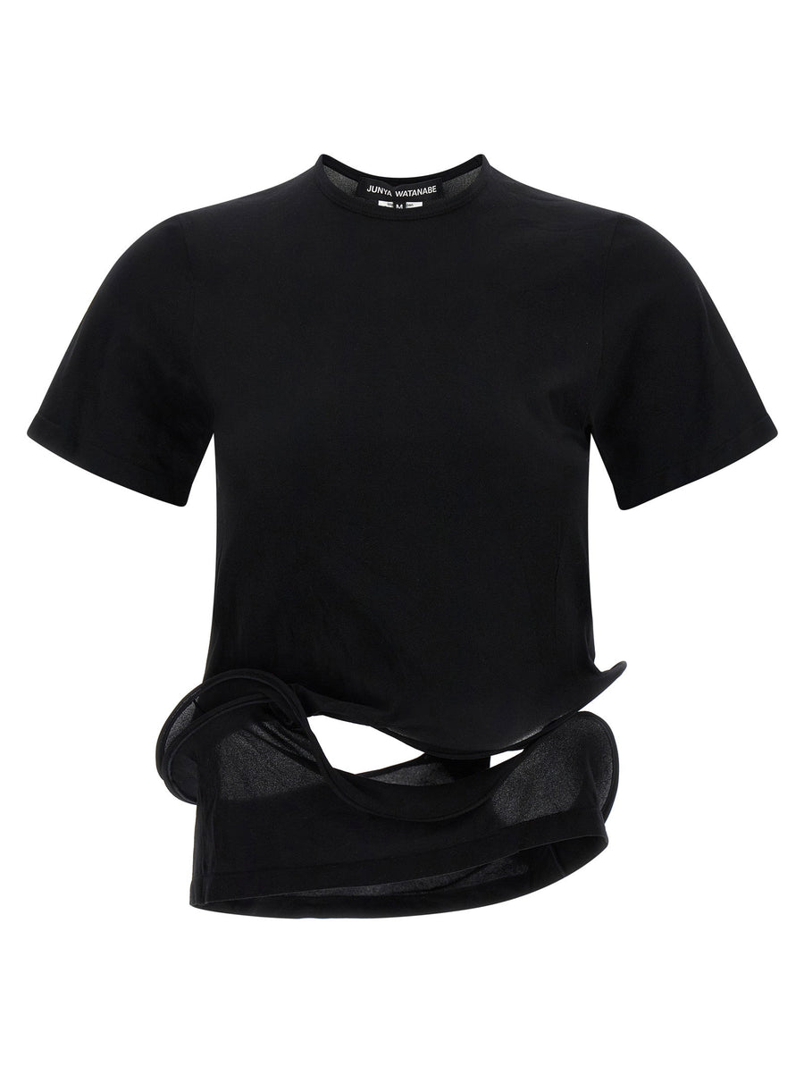 Junya Watanabe Sculptural Hem with Wire Structure T-shirt — Black