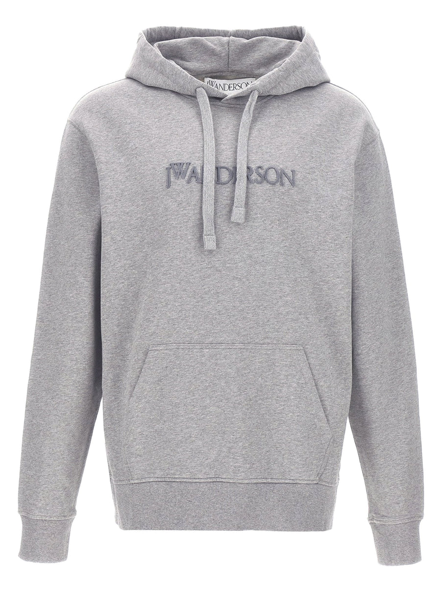 J.w.anderson Logo-Embroidered Hoodie — grey