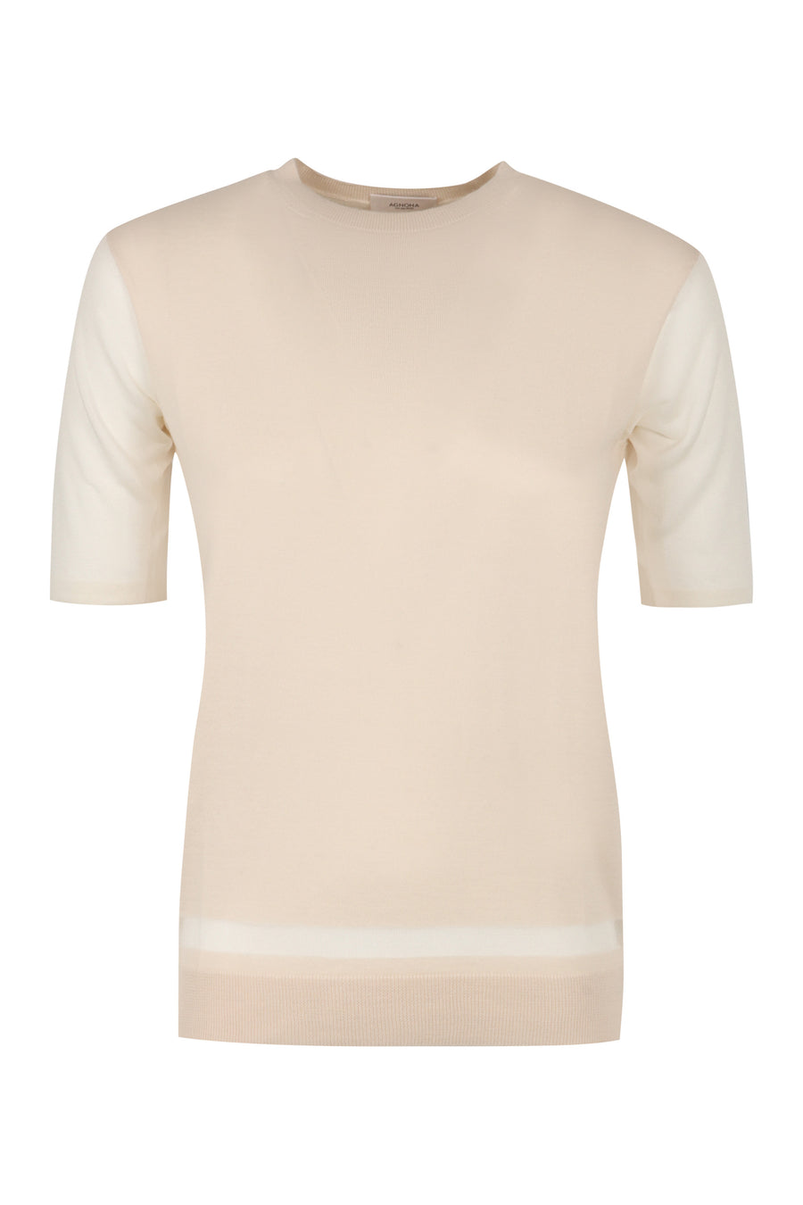 Knitted Wool-Blend Top Pink Polyamide T-shirts & Jerseys