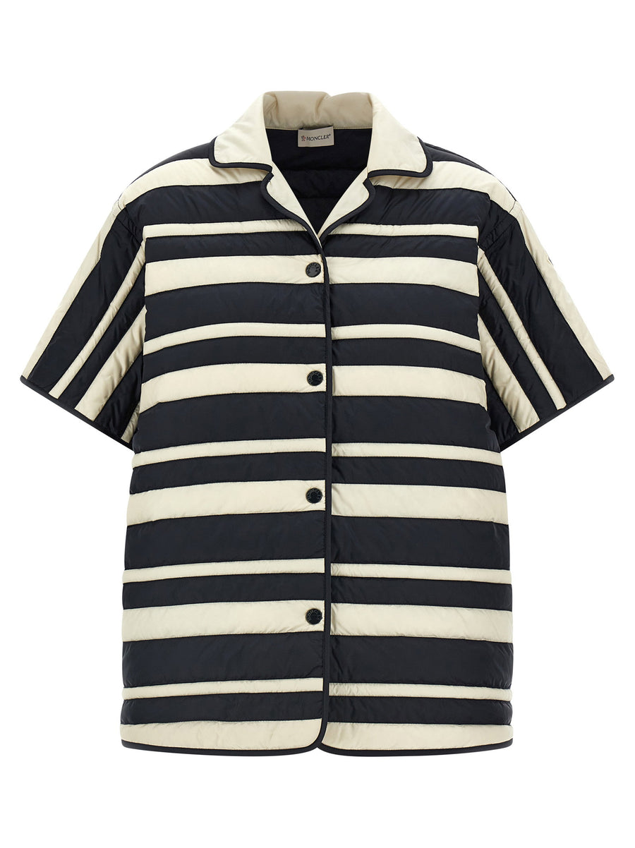 Moncler Striped Padded Shirt — Navy