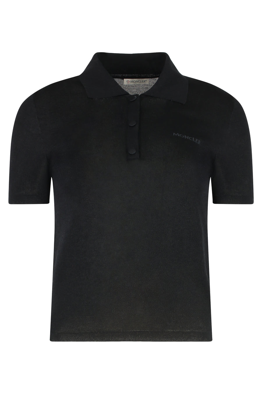 Knitted Cotton-Blend Polo Shirt Black Tops
