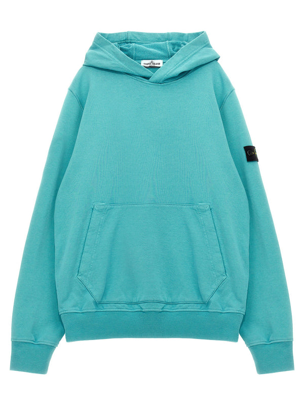 Stone Island Junior فستان قطن هودي — تراكواز