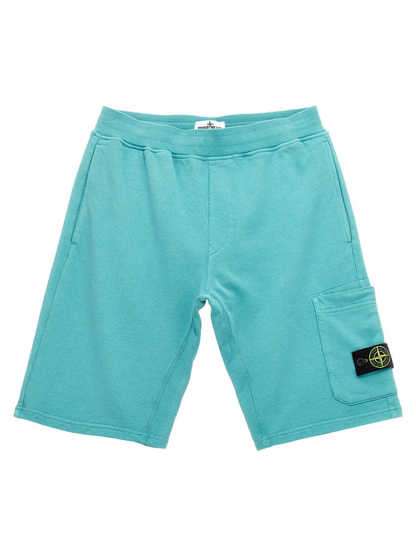 Stone Island Junior Organic Cotton Cargo Bermuda Shorts — Turquoise