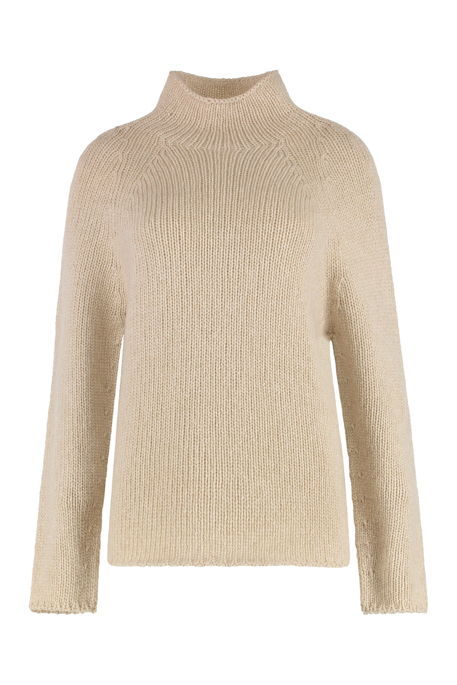 Cashmere Ribbed Turtleneck Beige