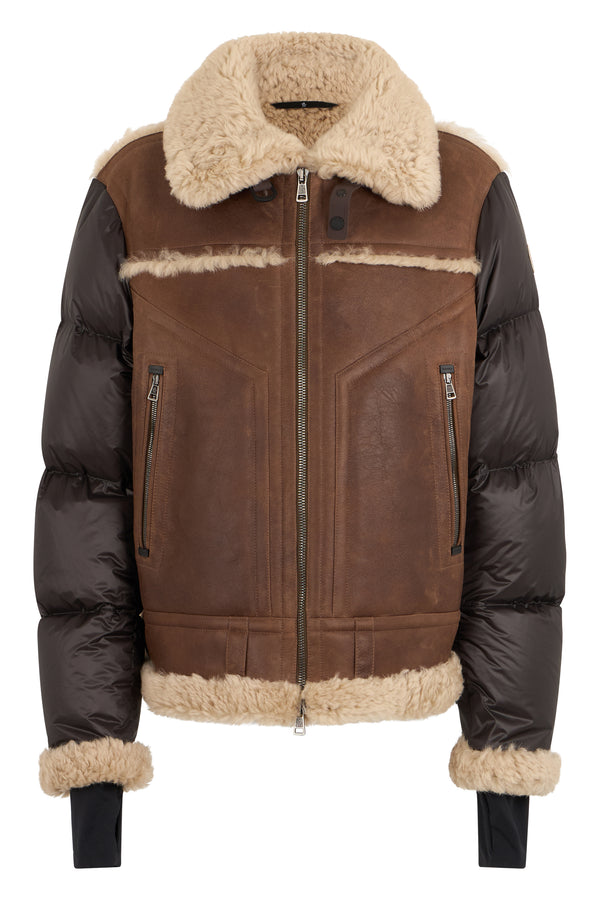 Padded Jacket Argens Nappa & Shearling Brown Polyamide Down
