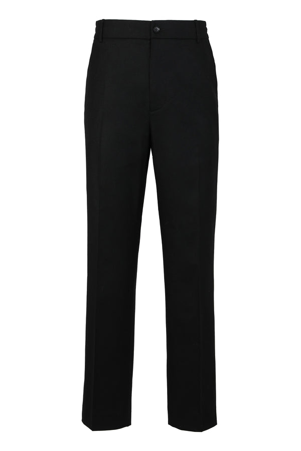 Tailored Wool Flannel Pants Black Virgin Trousers