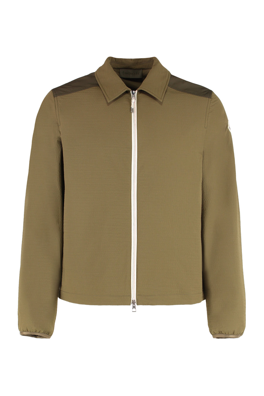 Quilted Seersucker Shirt With Zip Olive Green Shell: Polyamide