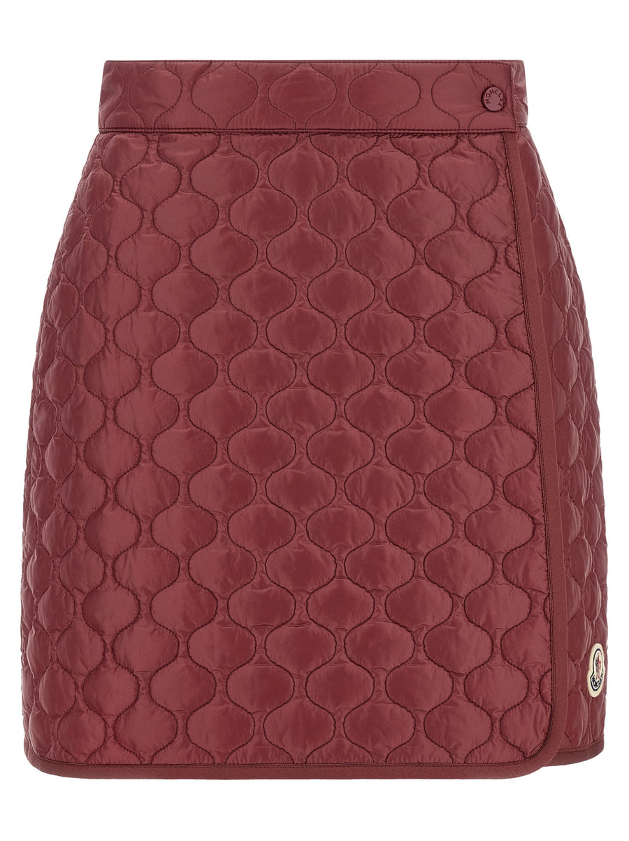 Moncler Diamond-Quilted Miniskirt — Red
