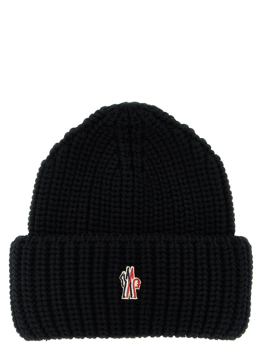 Moncler Grenoble Logo-Patch Ribbed Wool Beanie — Black