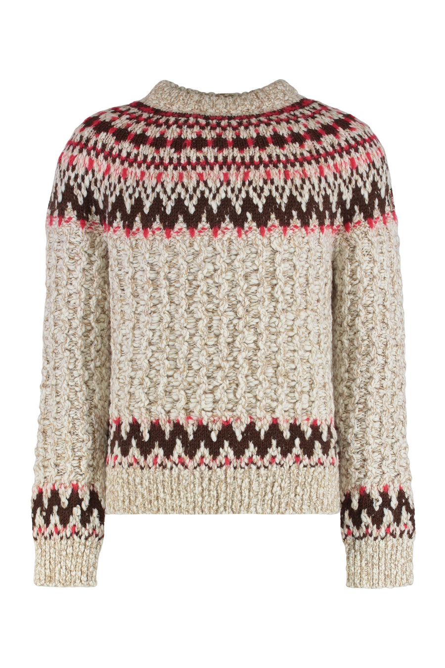 Sweater Wool Jacquard Beige Virgin Sweatshirts