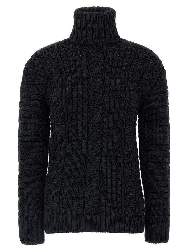 Moncler Genius Cable-Knit Virgin Wool Sweater — Black