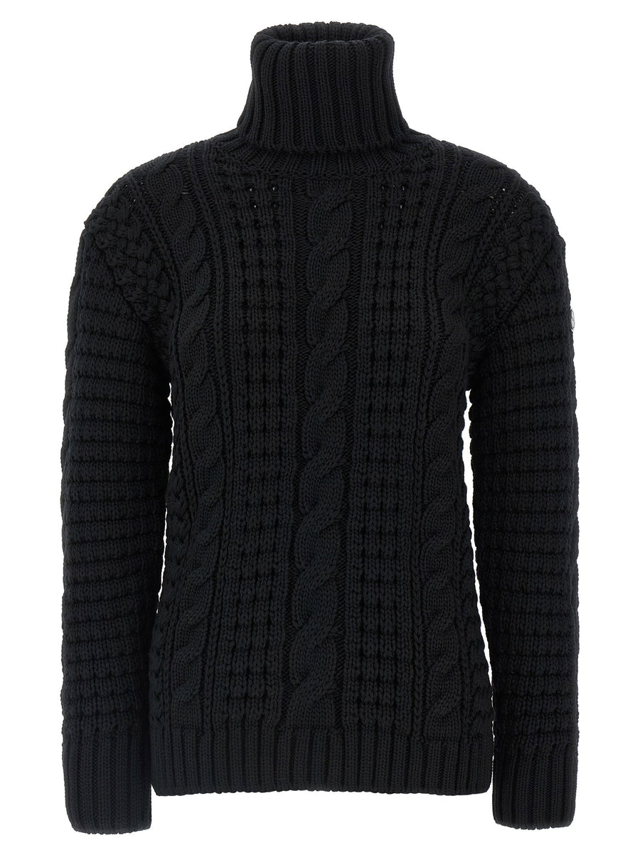Moncler Genius كنزة صوفية حياكة من صوف البكر كنزة — أسود