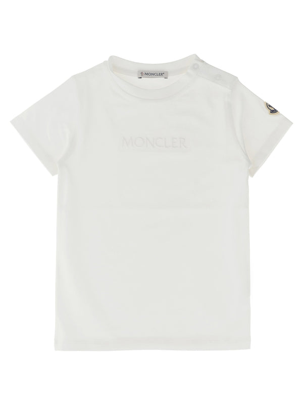 تيشيرت Moncler Enfant شعار المطرز من قطن جيرسيه قميص — أبيض