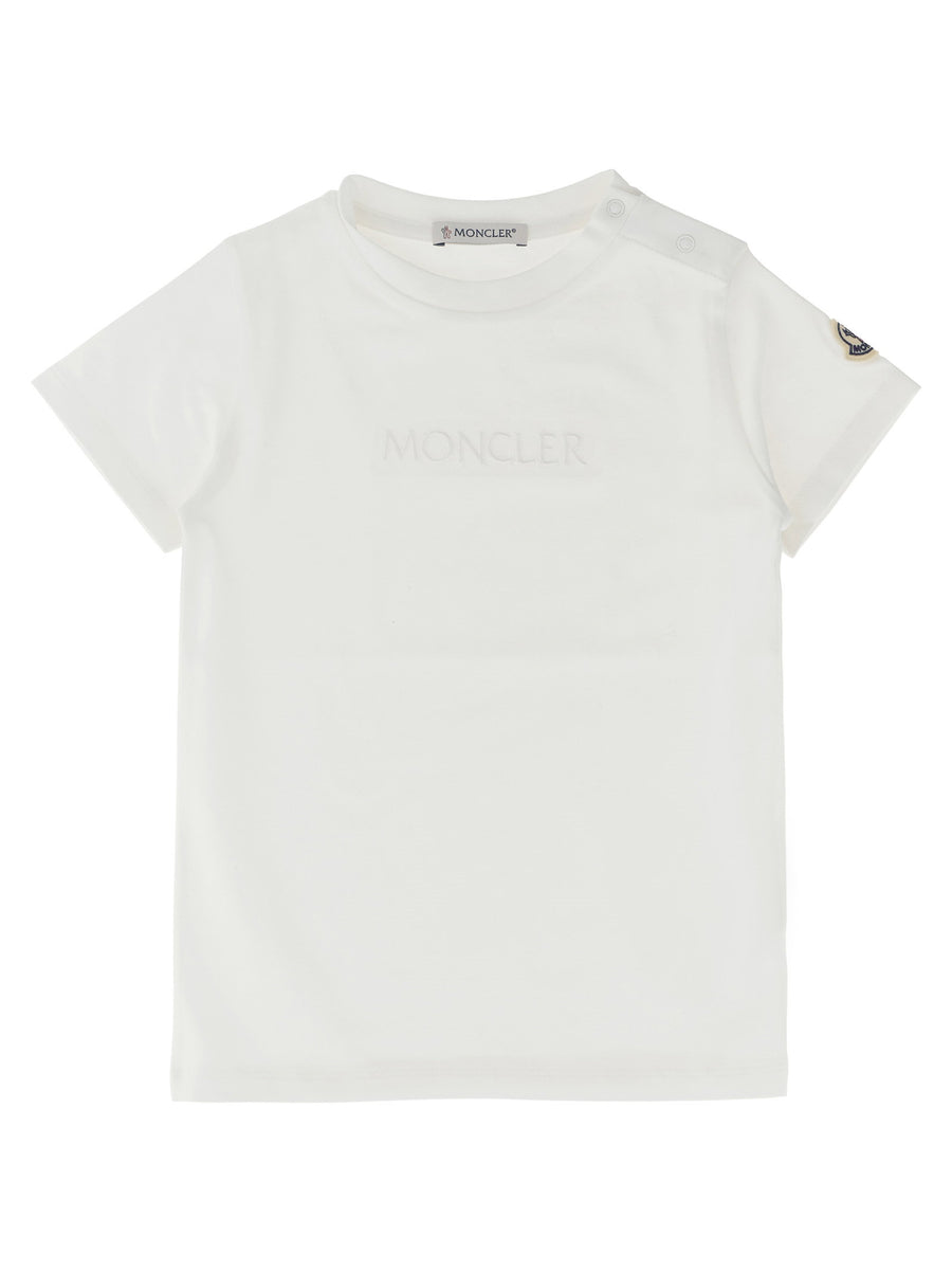 Moncler Enfant Logo-Embroidered Cotton Jersey T-Shirt — White