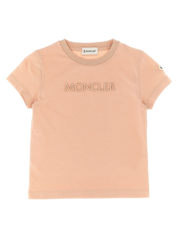 تيشيرت قطن مطرز من Moncler Enfant شعار — بيج