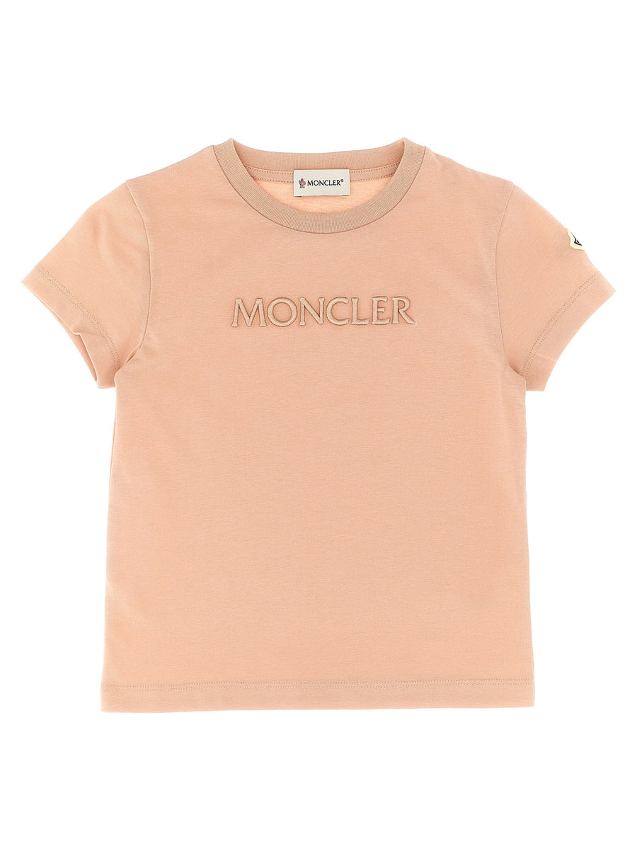 Moncler Enfant Logo-Embroidered Cotton T-Shirt — Beige